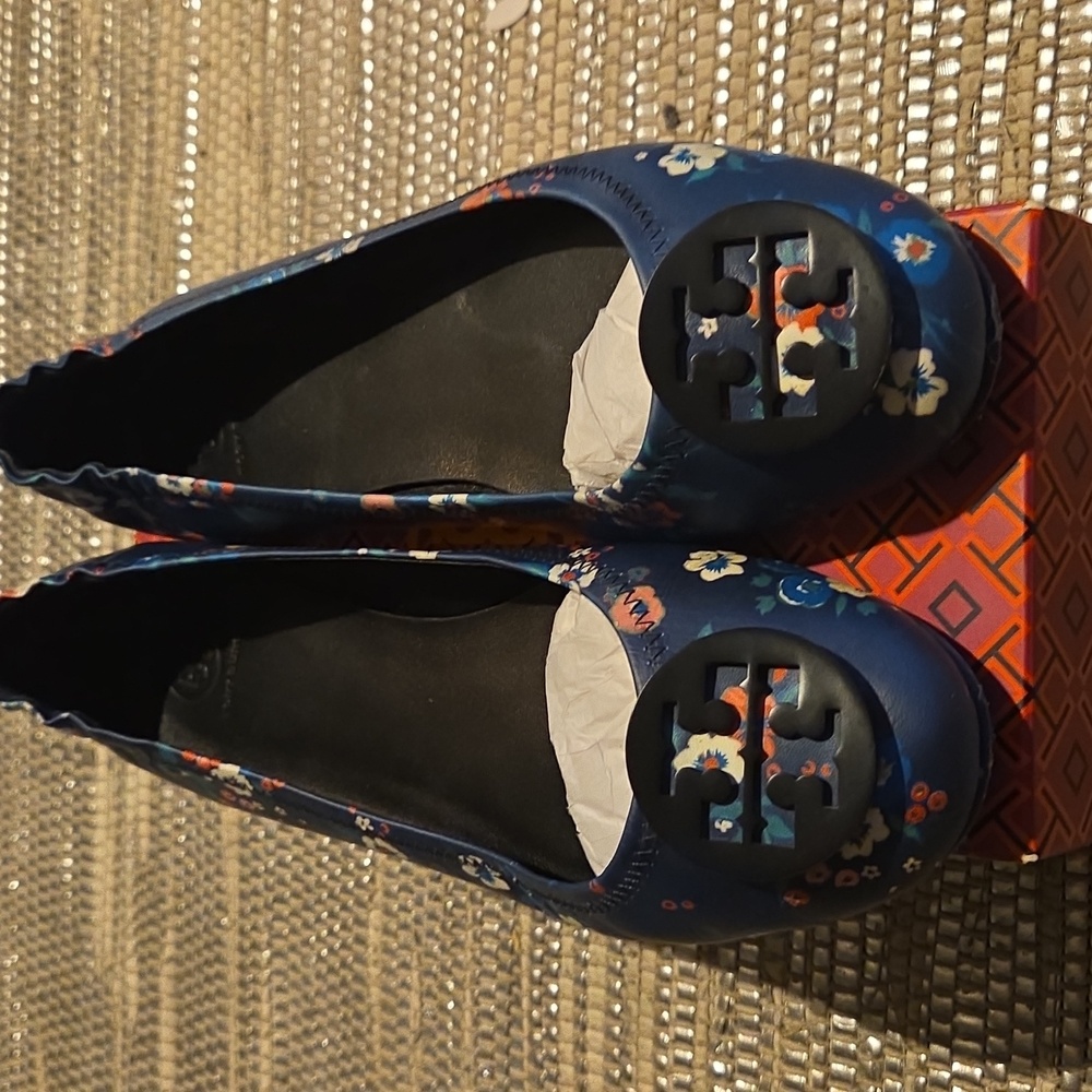 Tory Burch Blue Floral Loafers